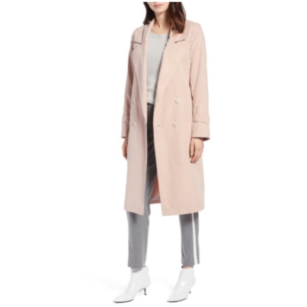 Halogen Pink Double Breasted Trench Coat